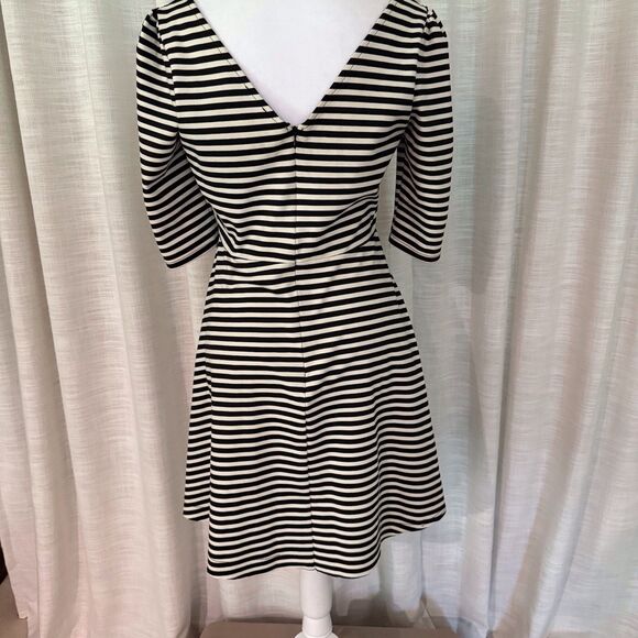 Pixley Dress Medium Kathy Striped Fit &‎ Flare Black Cream Skater Black White - Picture 5 of 15